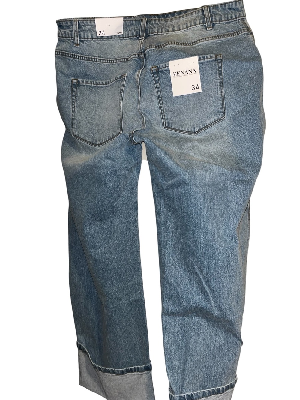 Zenana Outfitters 34 Light Blue Denim Cuffed Cropped Jeans - Picture 3 of 6